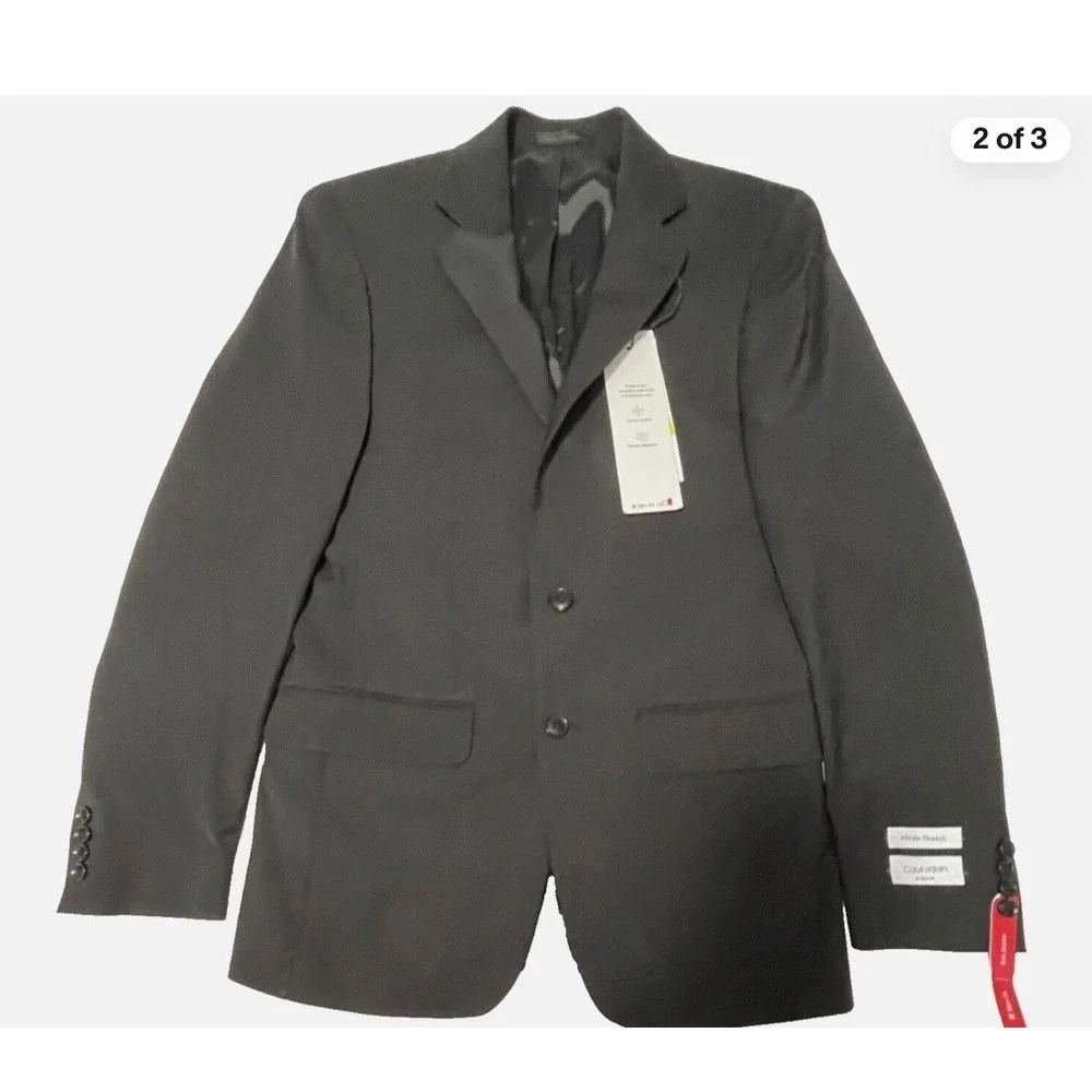 NWT. Calvin Klein X Slim Fit Stretch Suit Separate Blazer Black 44R MLBI17SWX087